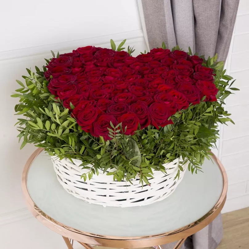 Passion Bloom: 75 Premium Red Roses in a Basket - Image 3