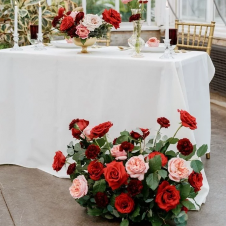 «Blushing Apples» – Full Wedding Set (Bridal bouquet, boutonnière, one bridal table decoration, and your choice of guest table decorations)