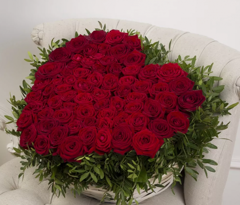 Passion Bloom: 75 Premium Red Roses in a Basket - Image 4
