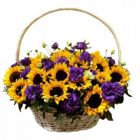 Summer Charm: Mixed Blooms Box (Sunflowers and Lisianthus)