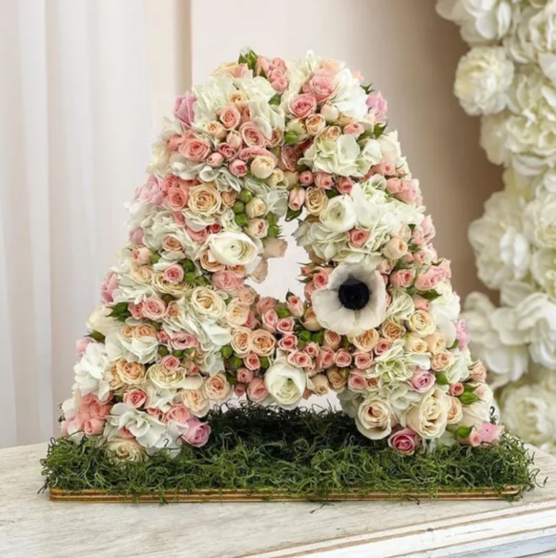 Composition of Mixed Flowers: Floral Symbols Available in Various Colors (Numbers and Letters)